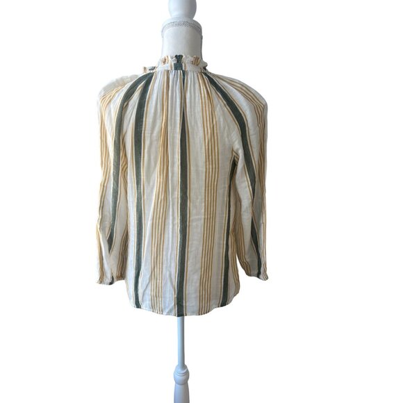 LUCKY BRAND Yellow Striped Peasant Blouse Size Small - Picture 4 of 5